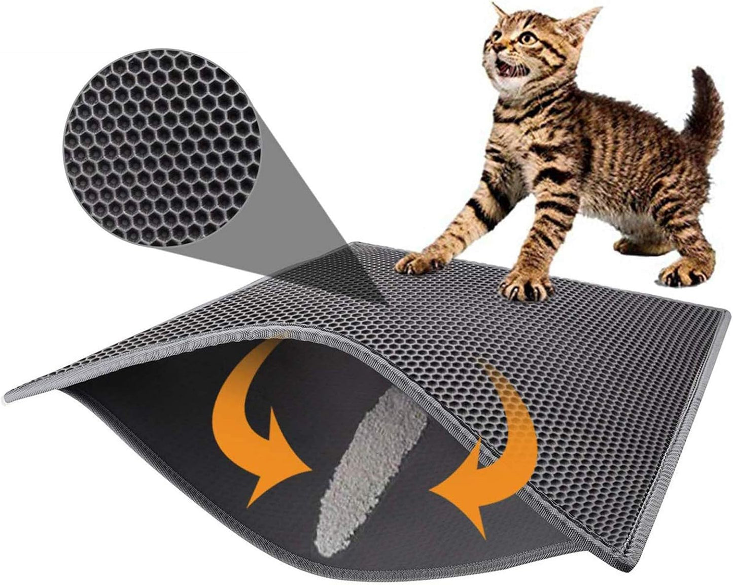 Cat Litter Mat Double Layer Waterproof Urine Proof Trapping Mat 1 Pack (Gray, 24X15 Inch (Pack of 1))
