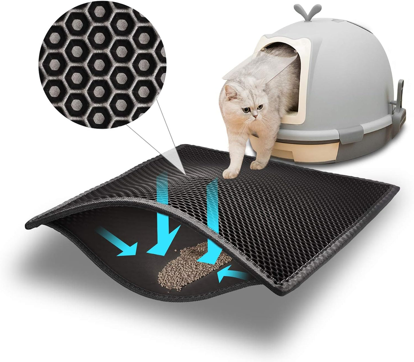 Cat Litter Mat Double Layer Waterproof Urine Proof Trapping Mat 1 Pack (Gray, 24X15 Inch (Pack of 1))
